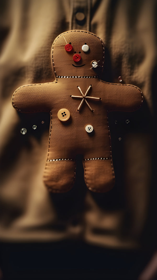 Vinyl Decal, Handmade Style Gingerbread Man Christmas Wall Art Poster Print, Rustic Holiday Decor