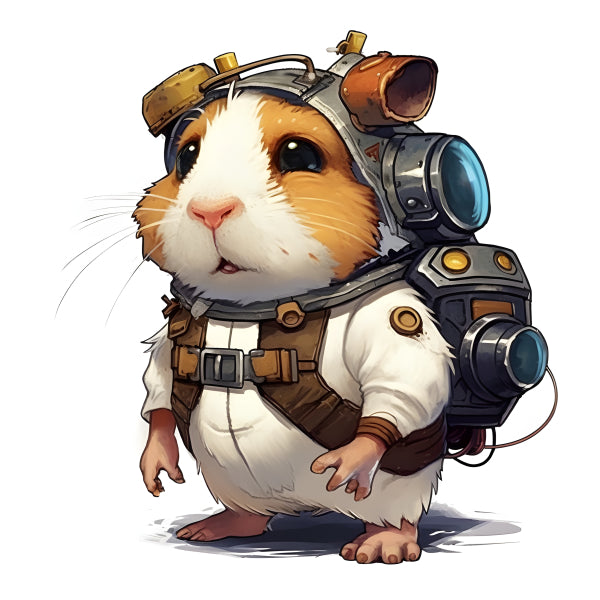 Vinyl Decal, Cute Steampunk Guinea Pig Figurine/Illustration for Home Decor or Collectible Gift, Uni