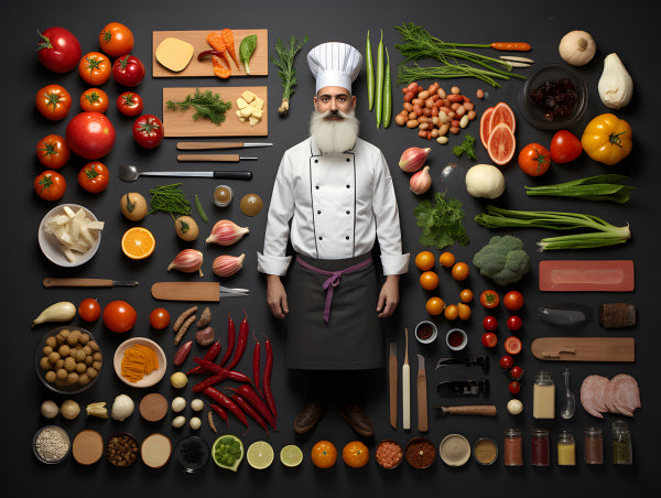 Vinyl Decal, Professional Chef and Fresh Ingredients Kitchen Wall Art Poster Print