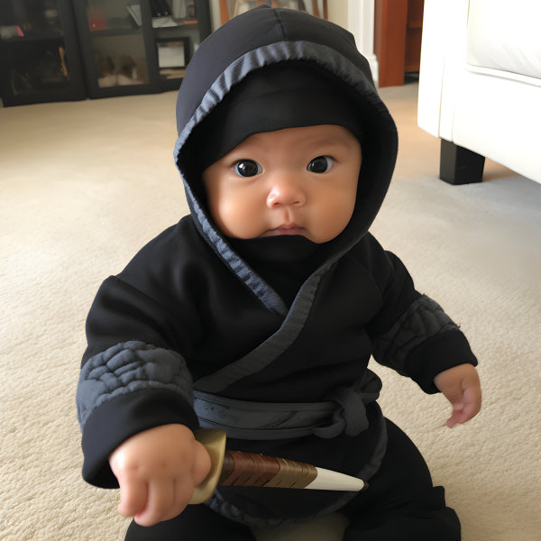 Vinyl Decal, Adorable Baby Ninja Wall Art Poster Print, Cute Infant Costume Photo, Funny Kids Room D