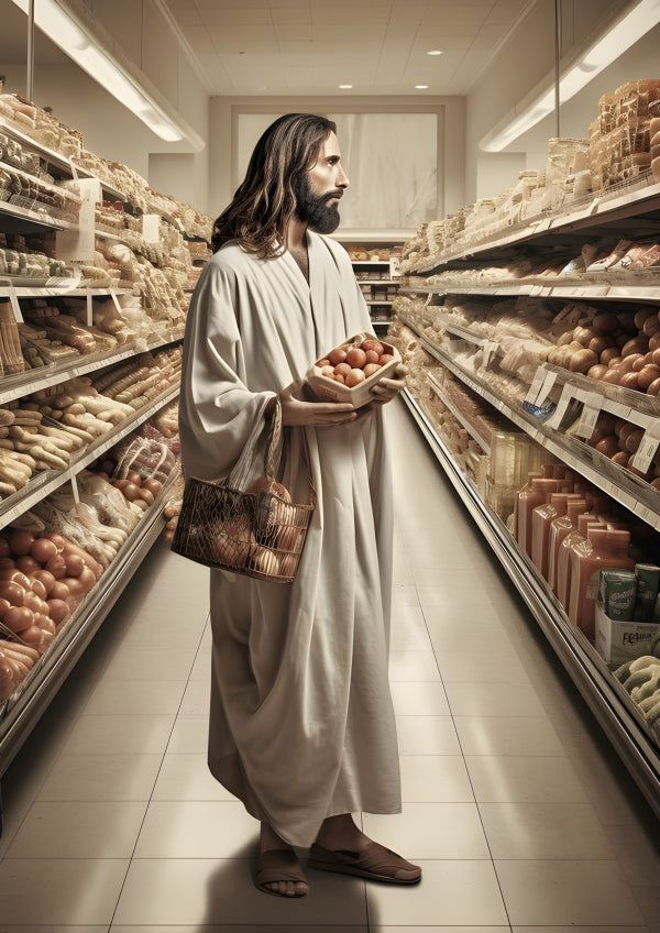 Vinyl Decal, Modern Messiah Grocery Store Aisle Wall Art Poster Print, 5 x 7 or 8 x 10 Inch Unframed