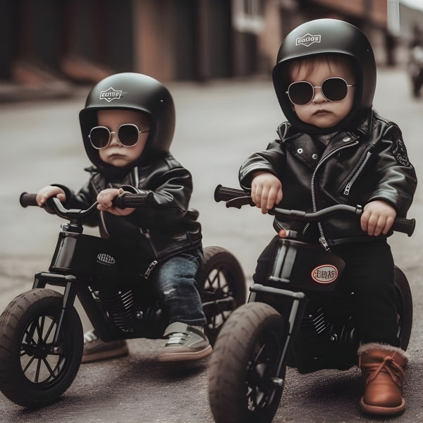 Vinyl Decal, Adorable Baby Bikers Wall Art Poster Print, Cute Toddler Motorcycle Decor, Kids Room Ar
