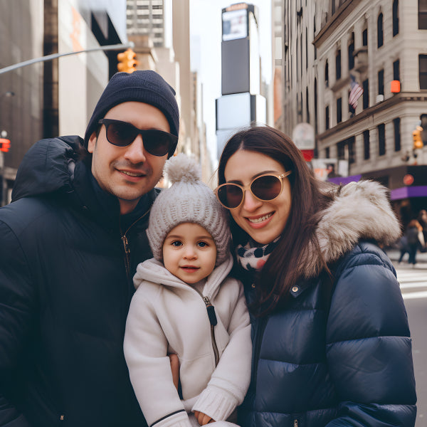 Vinyl Decal, Happy Family Winter City Vacation Wall Art Poster Print