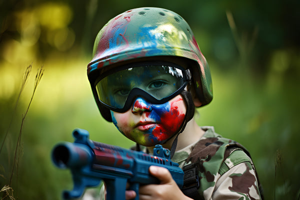 Vinyl Decal, Kids Paintball Action Wall Art Poster, Young Warrior Camouflage Decor