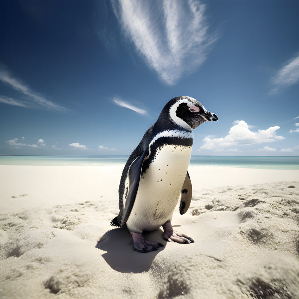 Vinyl Decal, Magellanic Penguin Beach Ocean Wall Art Poster Print