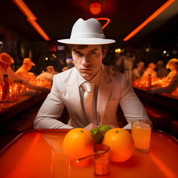 Vinyl Decal, Vintage Man White Suit Fedora Hat Bar Scene Wall Art Poster