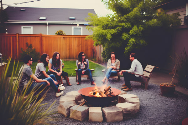 Vinyl Decal, Backyard Bonfire Friends Gathering Wall Art Print