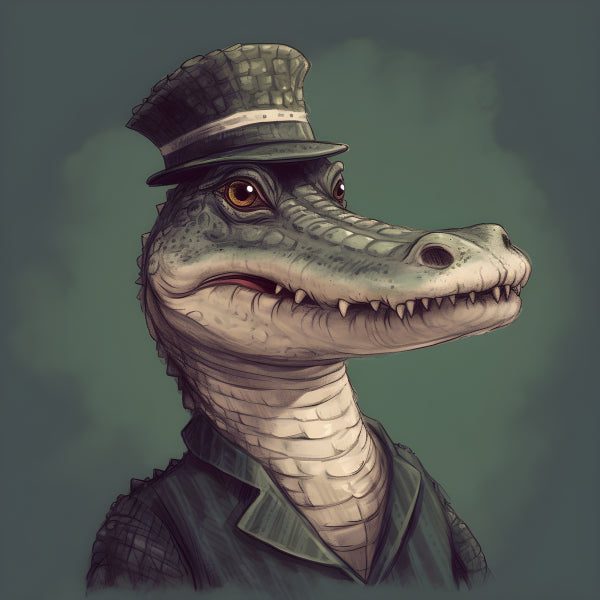 Vinyl Decal, Dapper Alligator Portrait Art (5" x 7")