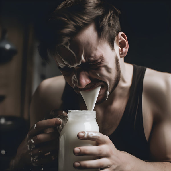 Vinyl Decal, Intense Man Drinking Milk Wall Art Poster Home Decor Print