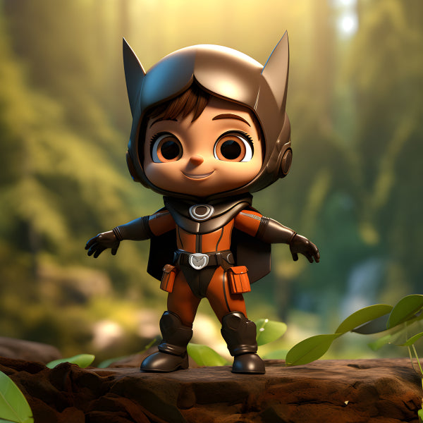 Vinyl Decal, Cute Cartoon Superhero Action Figure Collectible (5" x 7")