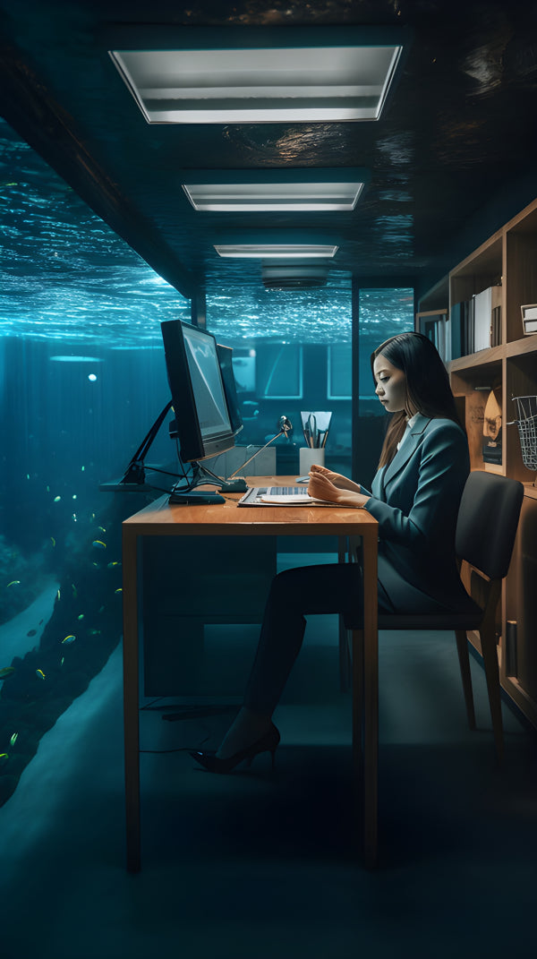Vinyl Decal, Underwater Office Wall Art Poster Modern