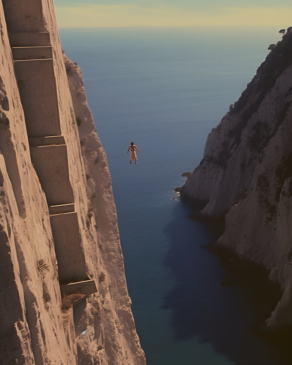 Vinyl Decal, Leap of Faith into the Infinite Blue, Breathtaking Cliff Dive Adventure (5" x 7")