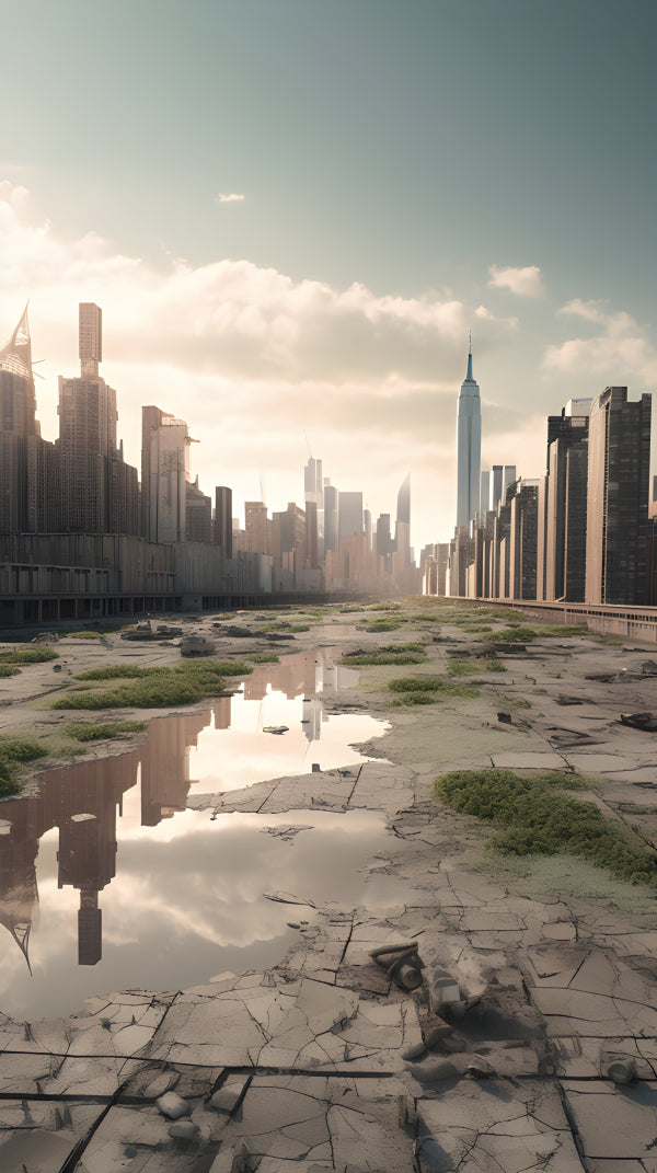 Vinyl Decal, Post-Apocalyptic Cityscape Art Print (5" x 7")