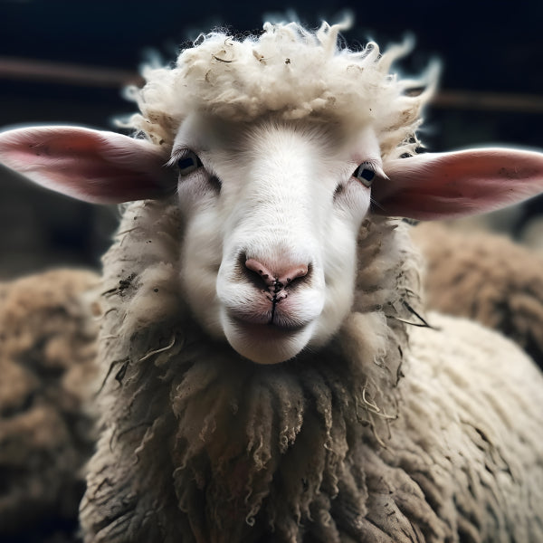 Vinyl Decal, Fluffy White Sheep Head Close-Up Picture (5" x 7")
