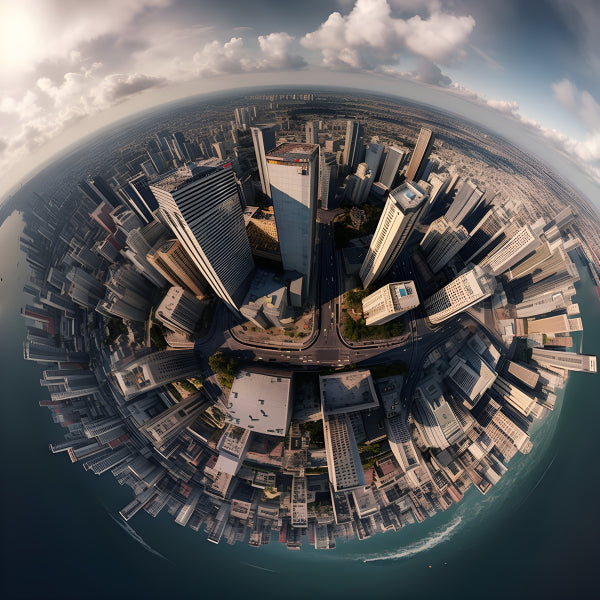 Vinyl Decal, 360-Degree City Skyline Panorama Print (5" x 7")