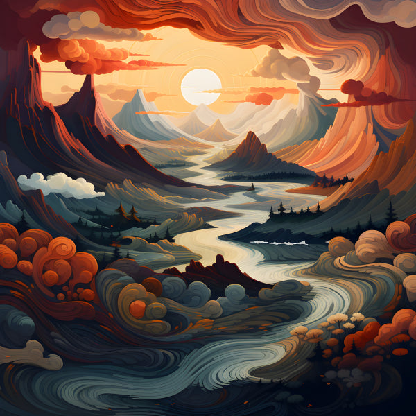 Vinyl Decal, Vibrant Mountain Portrait Art Print (5" x 7")