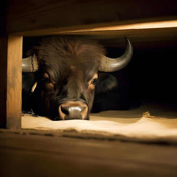 Vinyl Decal, Domestic Water Buffalo Lying in a Pen (5" x 7")