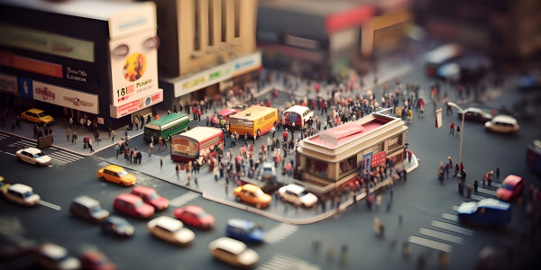Vinyl Decal, Detailed Miniature City Model Diorama (5" x 7")