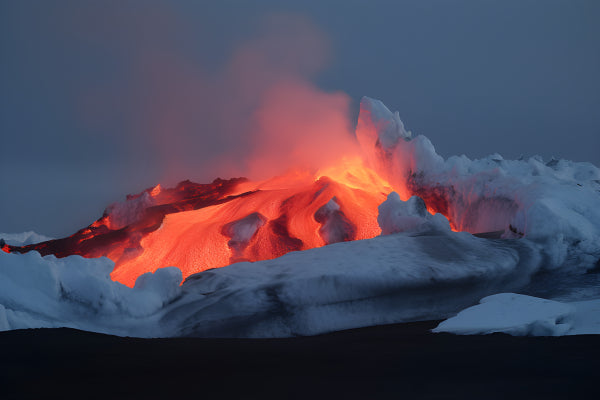 Vinyl Decal, Fiery Lava Flow Erupts Through Icy Portrait (5" x 7")