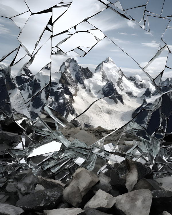 Vinyl Decal, Broken Mirror Mountain Reflection Art Print (5" x 7")