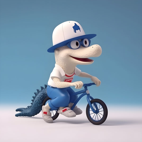 Vinyl Decal, Cute Alligator Figurine with Hat and Glasses (5" x 7")