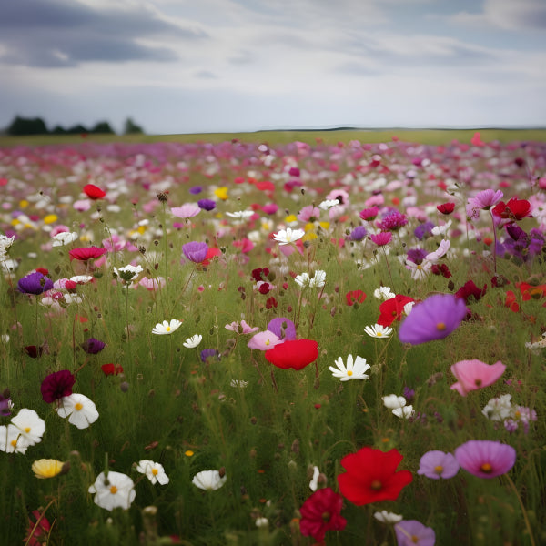 Vinyl Decal, Vibrant Colorful Spring & Summer Wildflower Meadow Field Background (5" x 7")