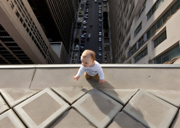 Vinyl Decal, Urban Toddler, Navigating the Skyline (5" x 7")