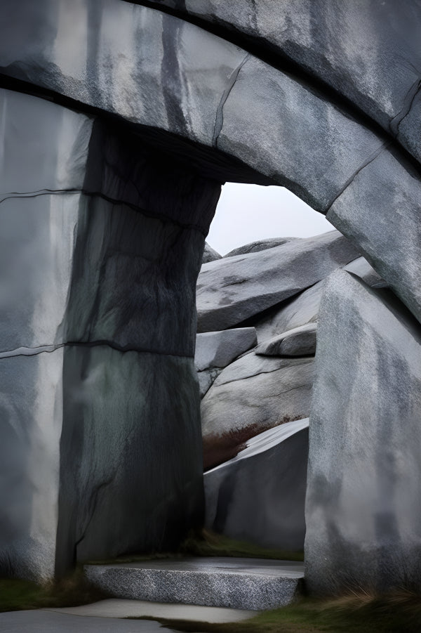 Vinyl Decal, Natural Stone Archway Portrait Print, Grey Rock Formation Wall Art (5" x 7")