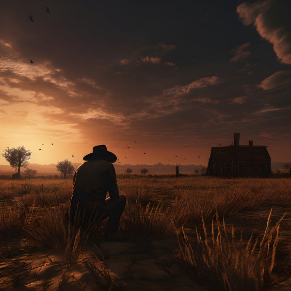 Vinyl Decal, Red Dead Redemption II Western Sunset Cowboy Poster Wall Art Print (5" x 7")