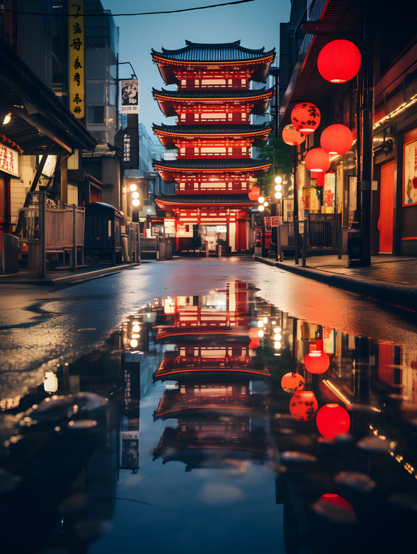 Vinyl Decal, Asakusa Tokyo Night View (5" x 7")