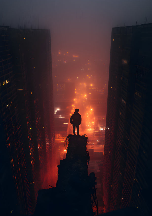 Vinyl Decal, Cyberpunk Cityscape Art Print (5" x 7")