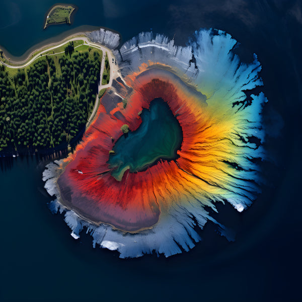 Vinyl Decal, Aerial View of Vibrant Rainbow Island Portrait (5" x 7")