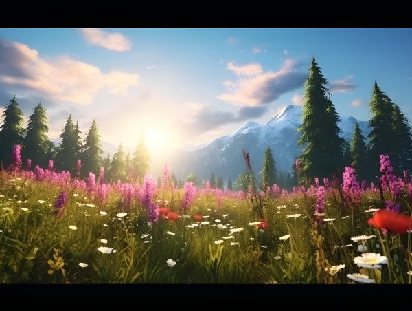 Vinyl Decal, Vibrant Mountain Meadow Portrait Stock Photo (5" x 7")