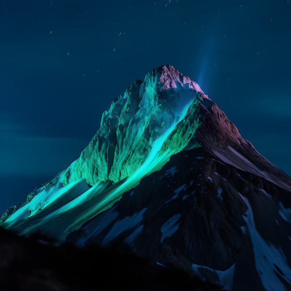 Vinyl Decal, Vibrant Aurora Mountain Peak Night Sky Portrait Wall Decor Print (5" x 7")