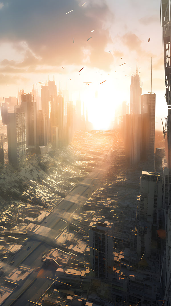 Vinyl Decal, Post-Apocalyptic Cityscape Art Print (5" x 7")