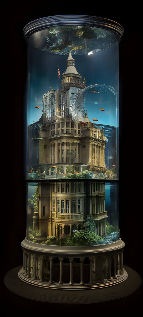 Vinyl Decal, Miniature Istanbul Cityscape Aquarium Decor - Unique Architectural Model Fish Tank Orna