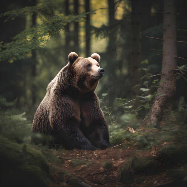 Vinyl Decal, Majestic Grizzly Bear in Forest Wilderness (5" x 7")