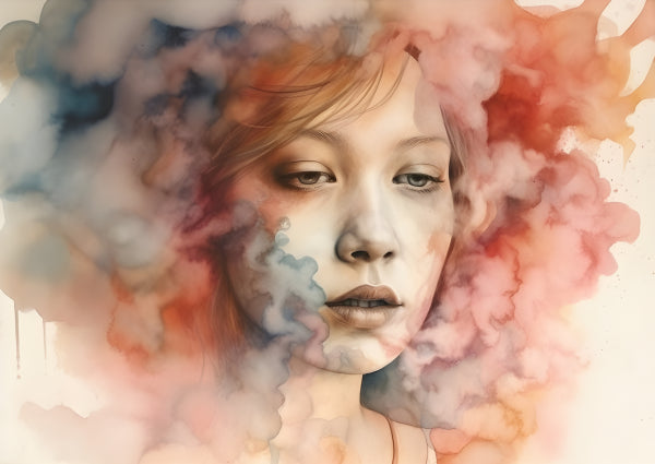 Vinyl Decal, Mind Blown, A Vibrant Watercolor Portrait (5" x 7")