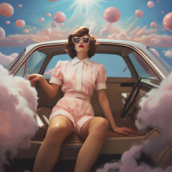 Vinyl Decal, Pink Car Art Print (5" x 7")
