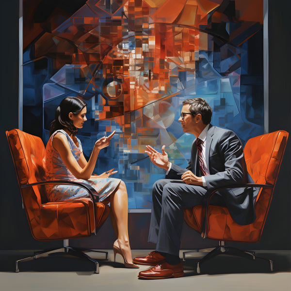 Vinyl Decal, Business Meeting: The Orange Chair Negotiation (5" x 7")