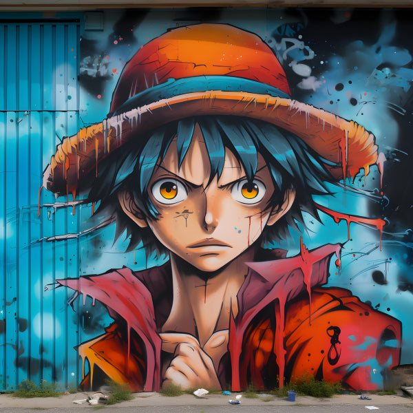 Vinyl Decal, Anime Luffy Character Colorful Street Art Graffiti Style Wall Decoration (5" x 7")