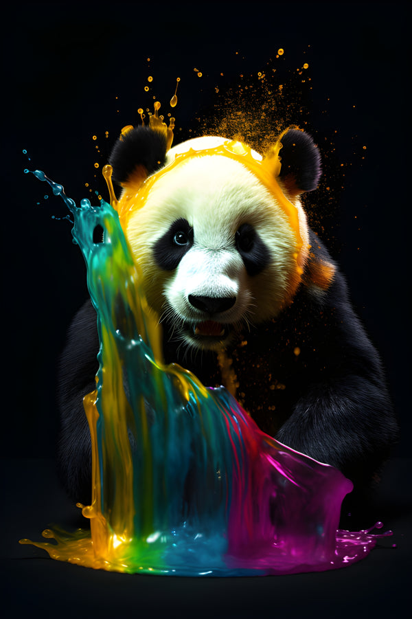 Vinyl Decal Vibrant Watercolor Panda Bear Art Print, Colorful Animal Wall Decor, Modern Artistic Spl