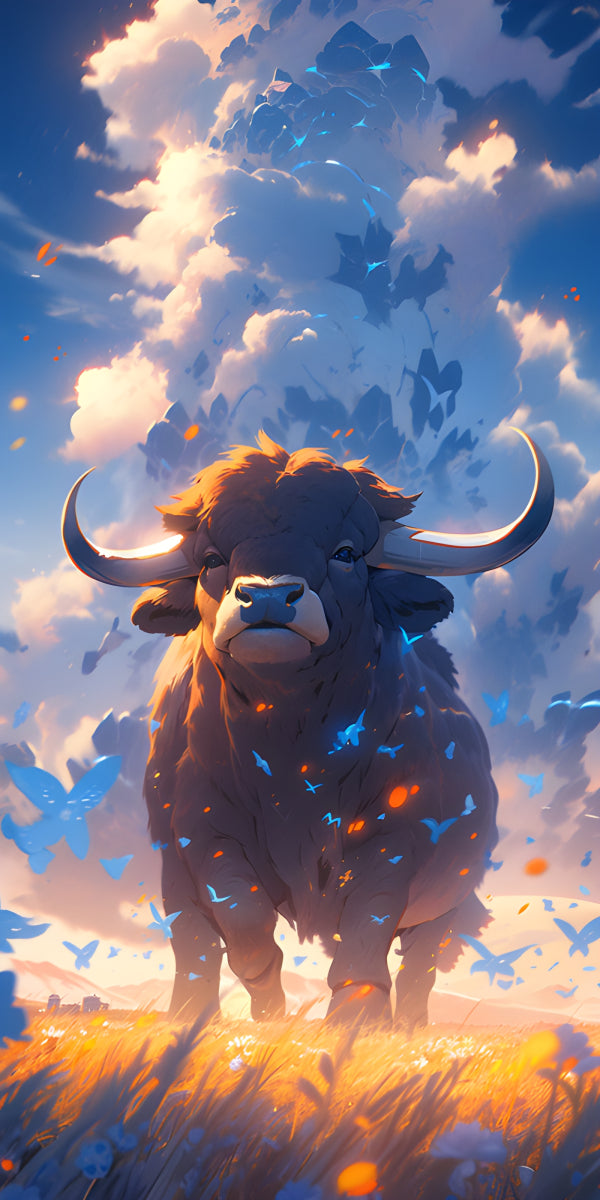 Vinyl Decal, Majestic Fantasy Bull Digital Art Print (5" x 7")
