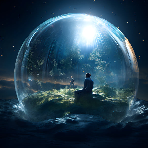 Vinyl Decal, Glass Terrarium with Trees & Figures (5" x 7")