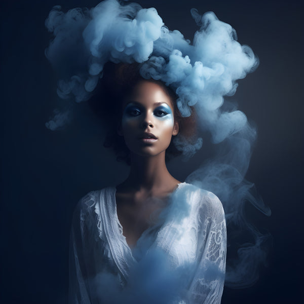 Vinyl Decal, Ethereal Blue Smoke Woman Portrait (5" x 7")