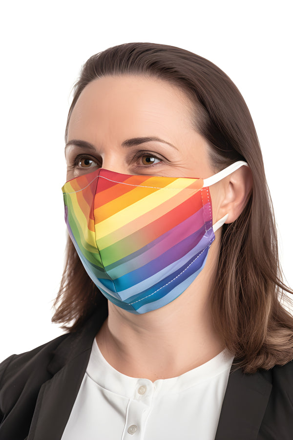 Vinyl Decal, Rainbow Cloth Face Mask, Vibrant Pride Design (5" x 7")