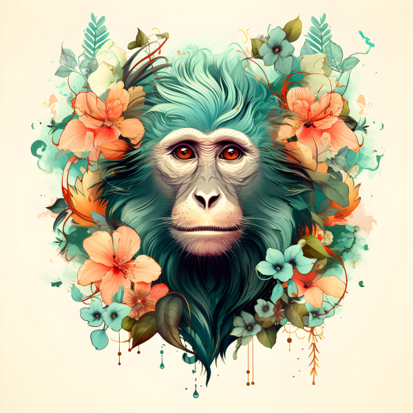 Vinyl Decal, Boho Monkey Wall Art (5" x 7")