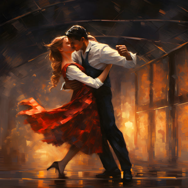 Vinyl Decal, Passionate Tango Dance Couple Elegant Romantic Home Wall Art Decor Painting Print (5" x