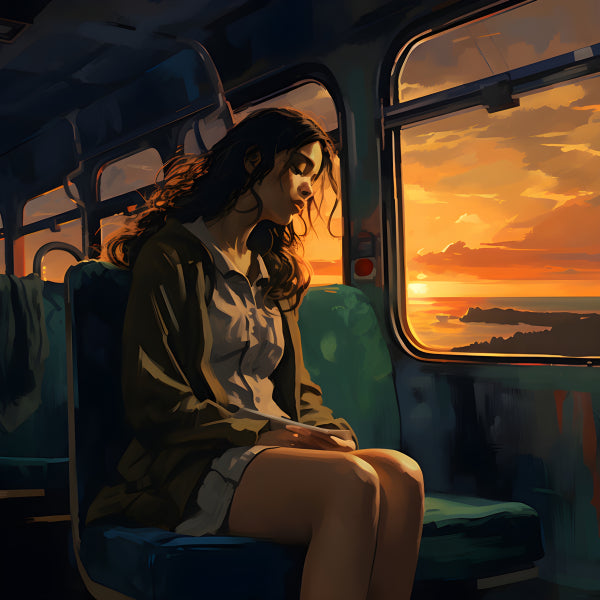 Vinyl Decal, Serene Sunset Train Journey Art Print (5" x 7")