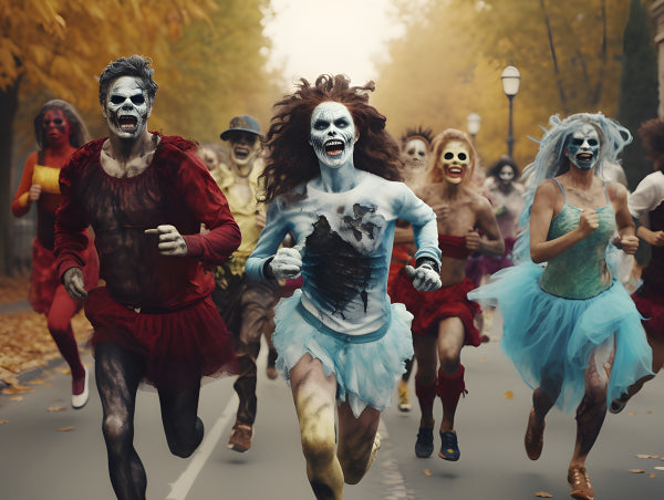 Vinyl Decal, Zombie Run Halloween Costumes (5" x 7")